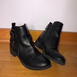 Faux leather heeled boots